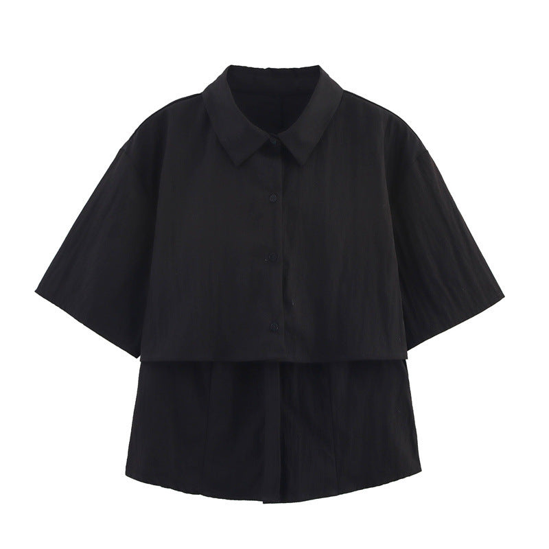 Women's Cropped Button-Down Shirt with Oversized Sleeves berg-feldt