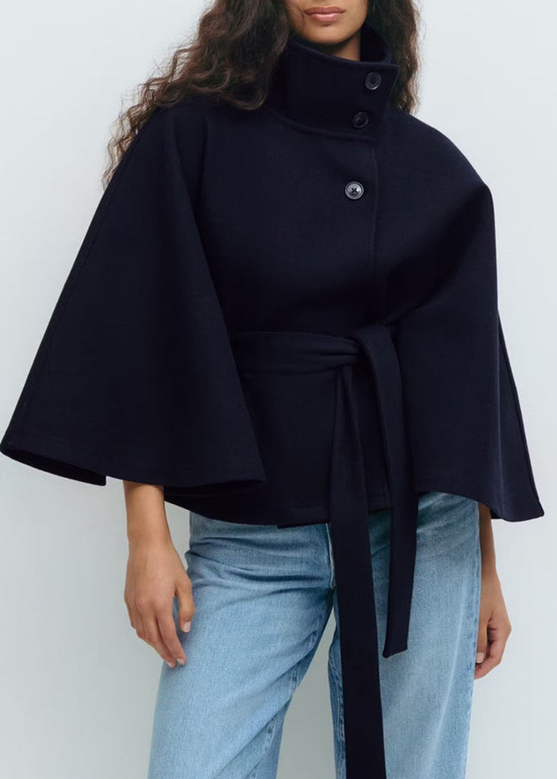 Damen-Wolljacke élégante à col montant et ceinture Berg-Feldt