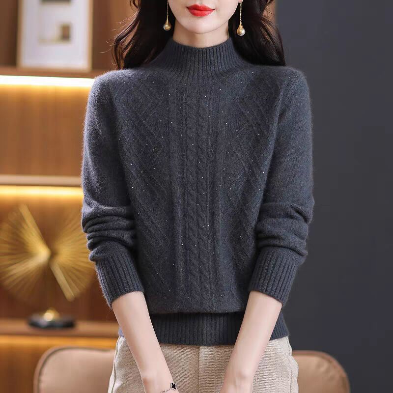 Damen Strickpullover mit Rippenstruktur und hochgeschlossenem Kragen Berg-Feldt