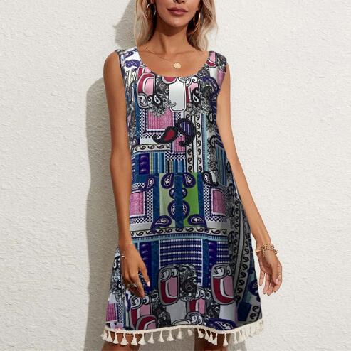 Blumenkleid mit Fransen für Damen