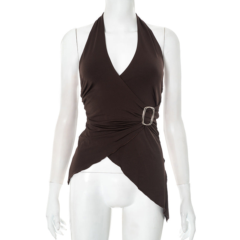 Asymmetrisches Wickeltop für Damen mit Schnallendetail von berg-feldt