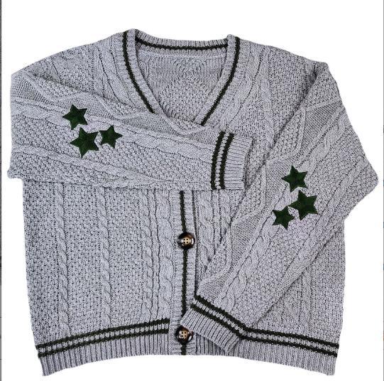 Cardigan femme en grosse maille avec structure torsadée unique et étoiles décoratives Berg-Feldt
