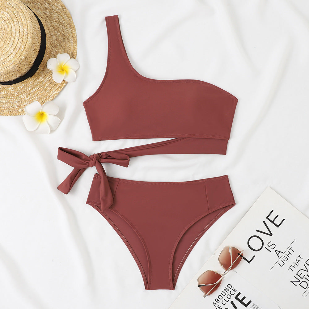 Asymmetrischer Damen-Bikini, Ein-Schulter-Design, berg-feldt 1750839435