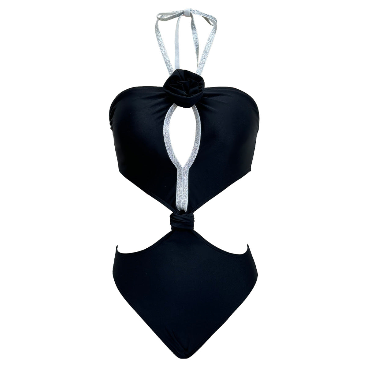Badeanzug für Damen mit modischem Cut-Out, Glitzerelementen und Bindedetail von berg-feldt