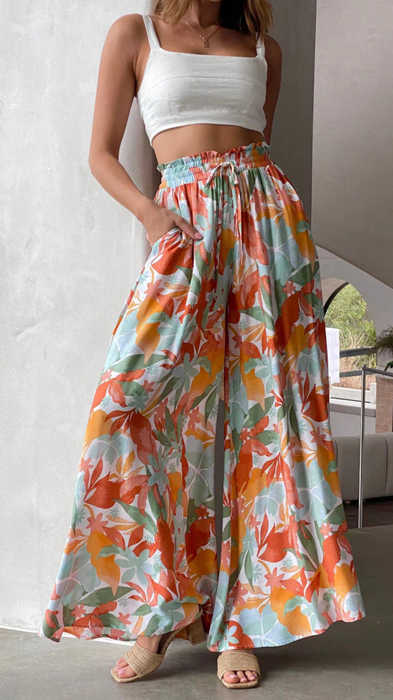 Bequeme, weit geschnittene Damen-Sommerhose mit lustigem Ananas-Print und Gummibund von berg-feldt