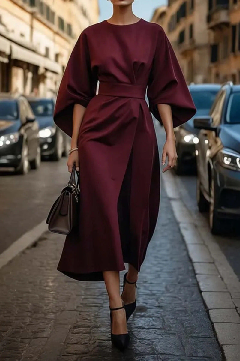 Damen elegantes Maxikleid mit Ballonärmel und tailliertem Schnitt Berg-Feldt