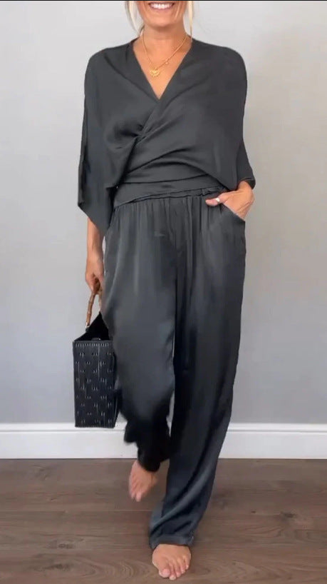 Wickel-Oberteil und weite Hose Damen Chiffon Zweiteiler berg-feldt