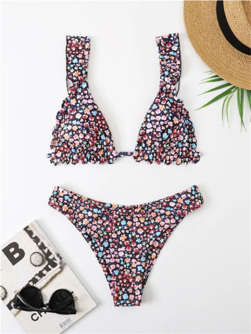 Women's Floral Print Ruffled Bikini Set by berg-feldt