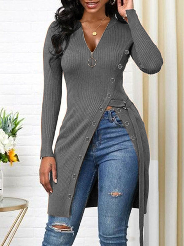 Asymmetrisches Strickkleid für Damen mit seitlichem Knopfdetail von berg-feldt