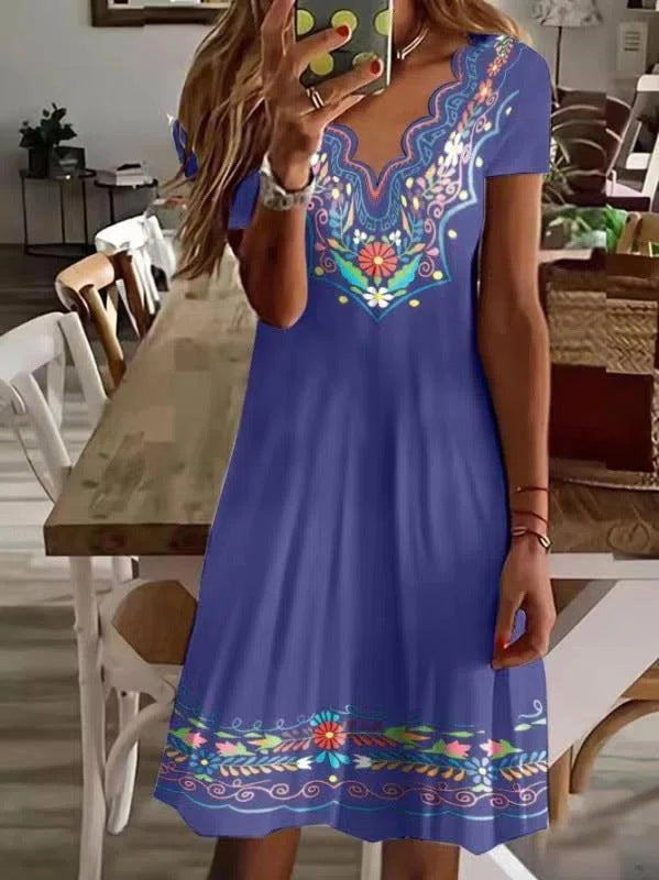 A-Linienkleid für Damen mit bestickten, farbenfrohen Blumenapplikationen von berg-feldt