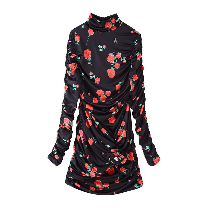 Blouse à accent floral, col montant, fronces – berg-feldt