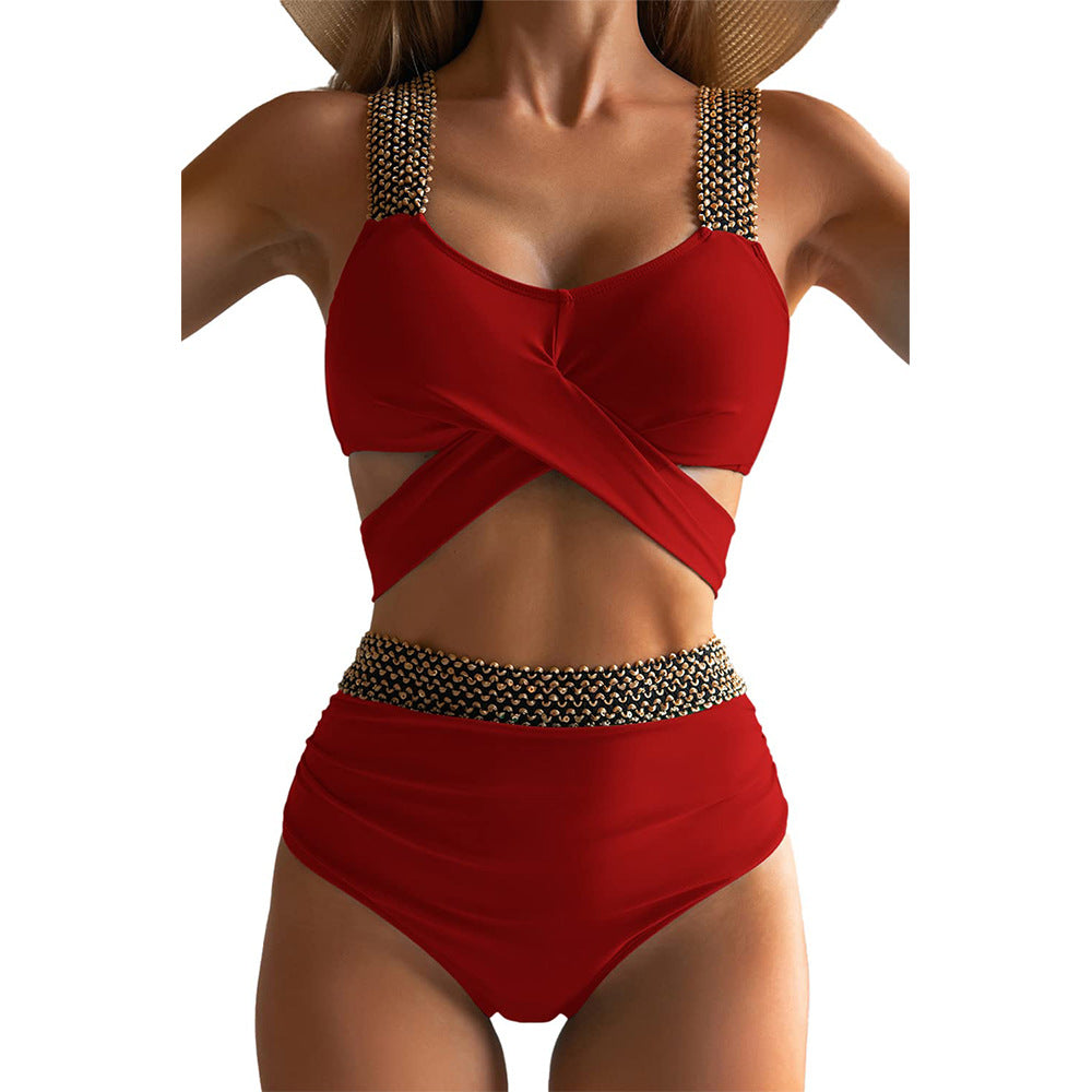 Ensemble de bikini pour femme avec coupe haute sur la jambe, bretelles croisées tendance et détails élégants de berg-feldt