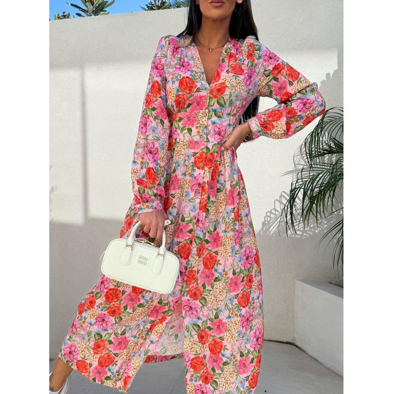 Women's Floral Belted Maxi Dress by berg-feldt
