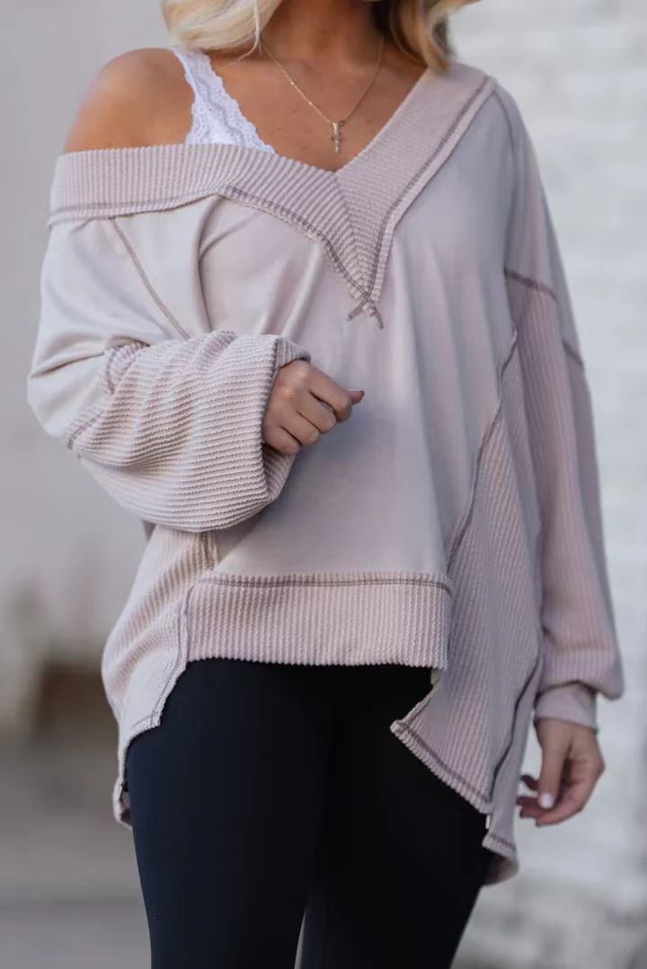 Pull décontracté demi-manches col V pour femme Berg-Feldt