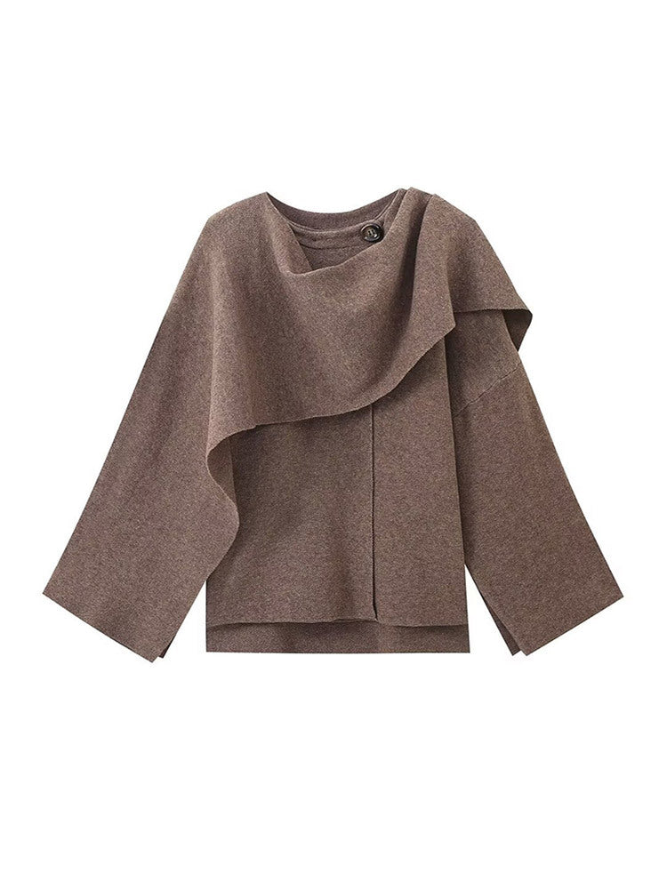 Damen Poncho aus hochwertiger Strickware mit asymmetrischem Design Berg-Feldt
