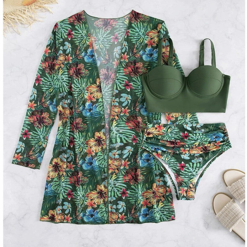 Women's Floral Print Swim Cover-Up and Bikini Set by berg-feldt