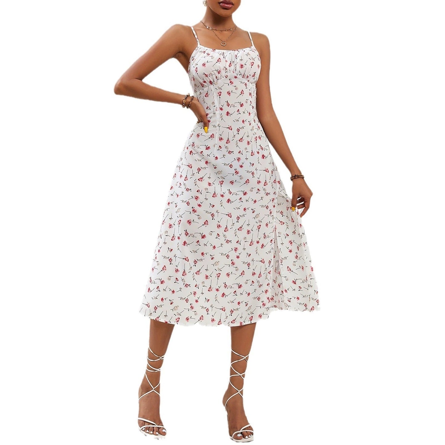 A-Linien-Kleid für Damen mit verstellbaren Spaghettiträgern und Seitenschlitz von berg-feldt