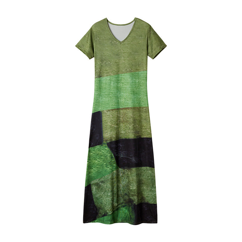 Berg-Feldt Robe longue pour femme à col en V et rayures