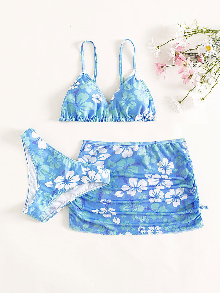 Ensemble de bikini pour femme de berg-feldt avec motif floral ludique et jupe portefeuille réglable