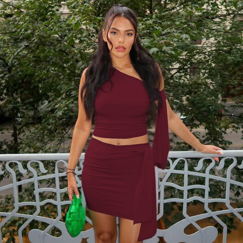 Asymmetrisches Crop-Top und Wickelrock Set für Damen von berg-feldt