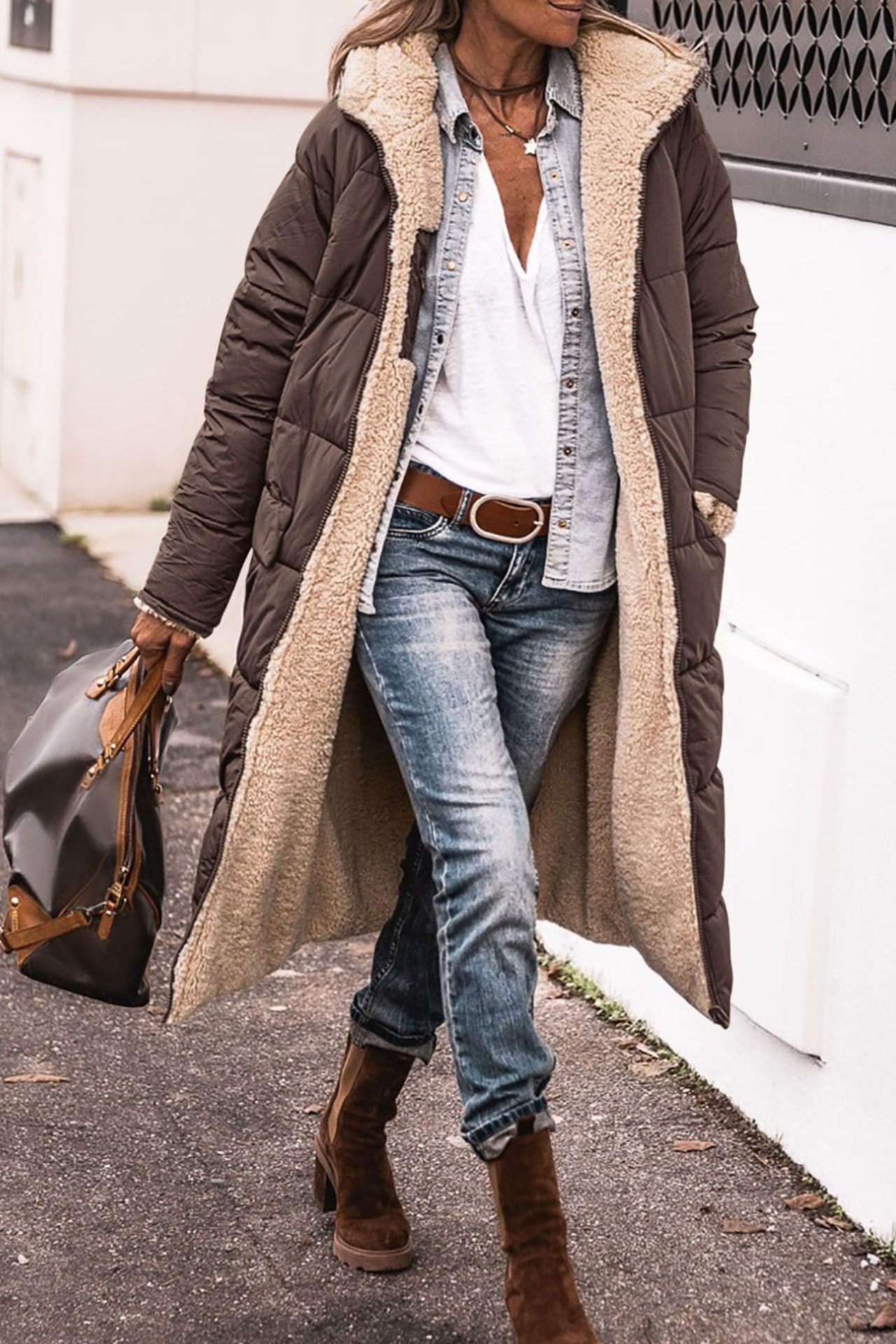 Veste longue matelassée pour femme avec doublure polaire douillette Berg-Feldt