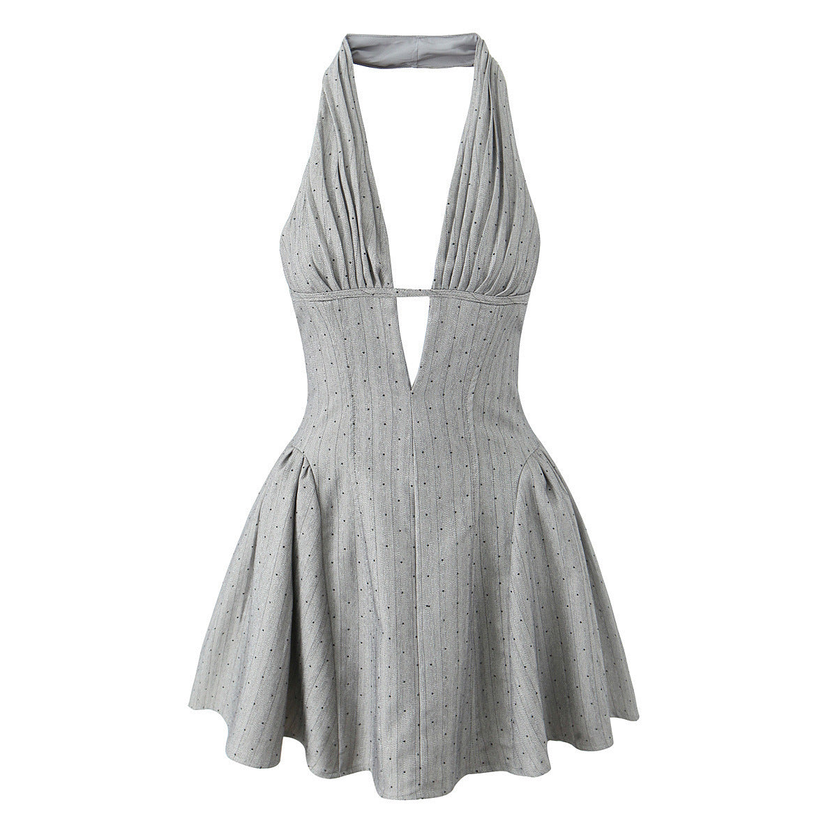 Women's Halter Neck Double V-Neck A-Line Dress berg-feldt