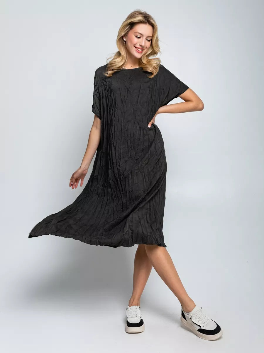 Robe mi-longue plissée décontractée pour femme à manches courtes de berg-feldt