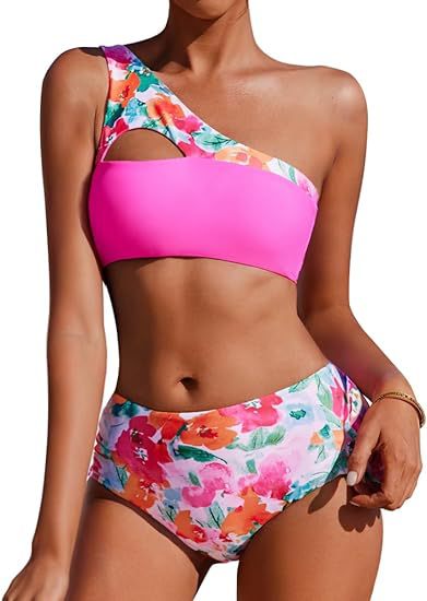 Asymmetrischer Damen-Bikini mit Blumenapplikationen von berg-feldt