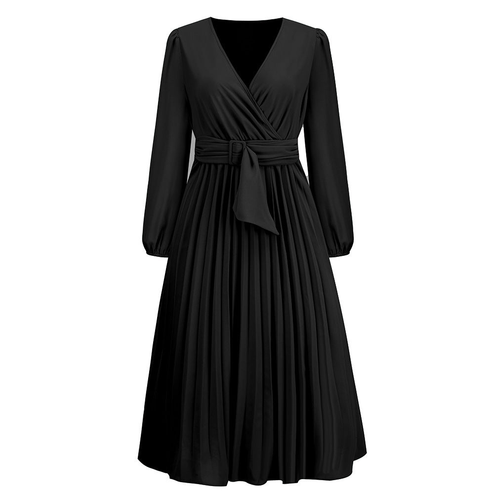 Wickelkleid für Damen mit Plissee-Details und langen Ärmeln von berg-feldt