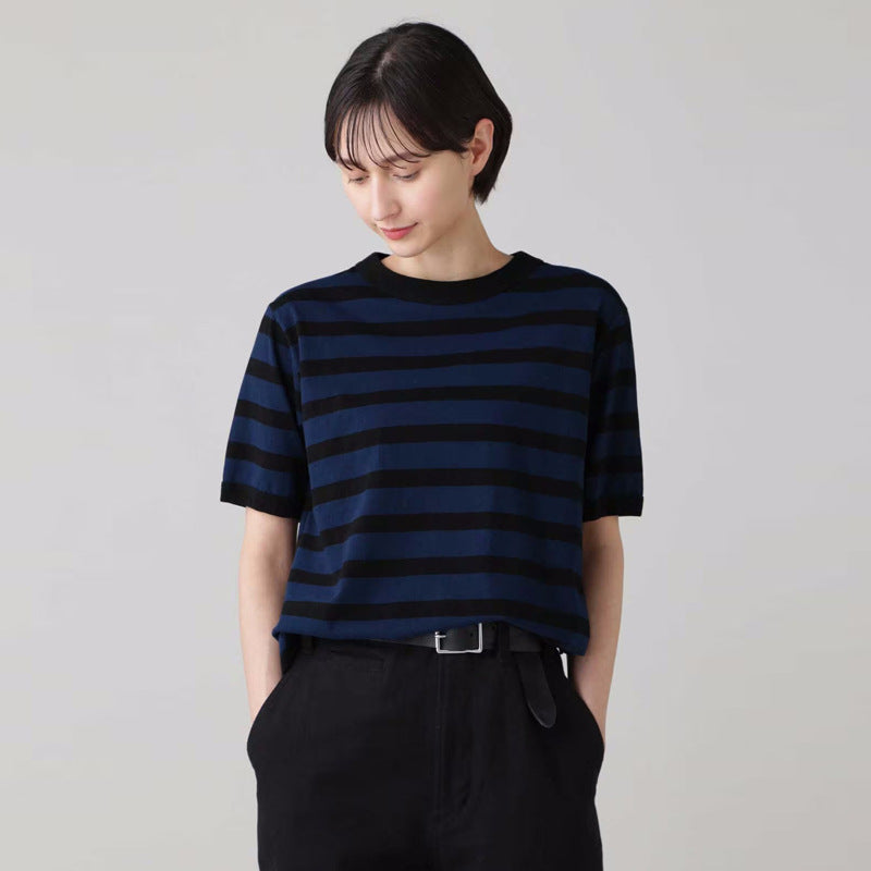 Weites Damen-Shirt mit Streifen und kurzen Ärmeln von berg-feldt