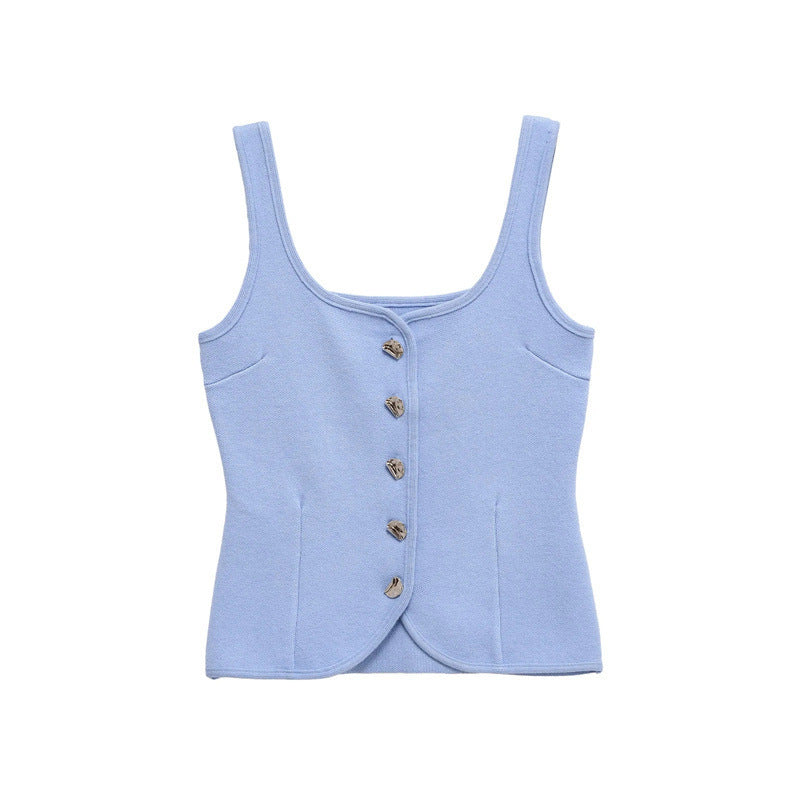 Women's Fitted Square Neck Button-Up Crop Top berg-feldt