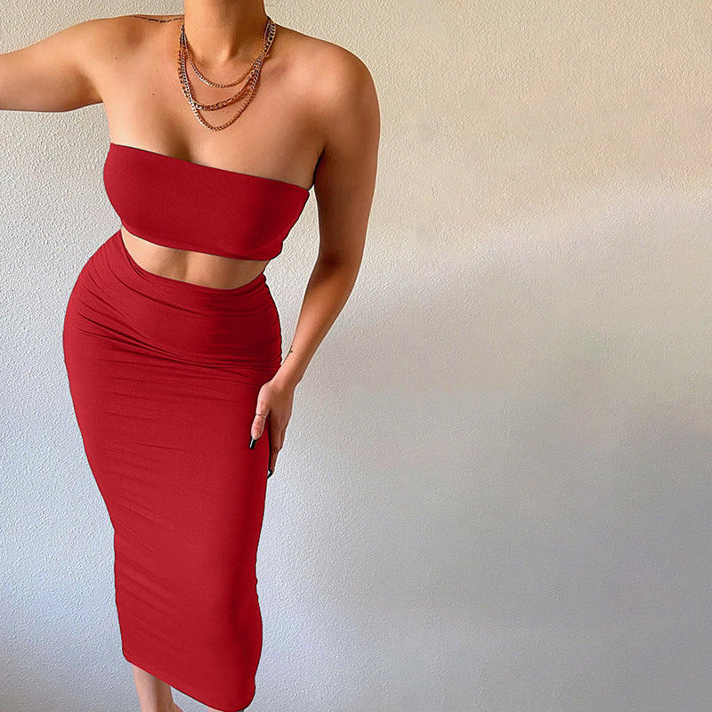 Figurbetontes Damen-Set: Cropped Top und Midi-Rock von berg-feldt