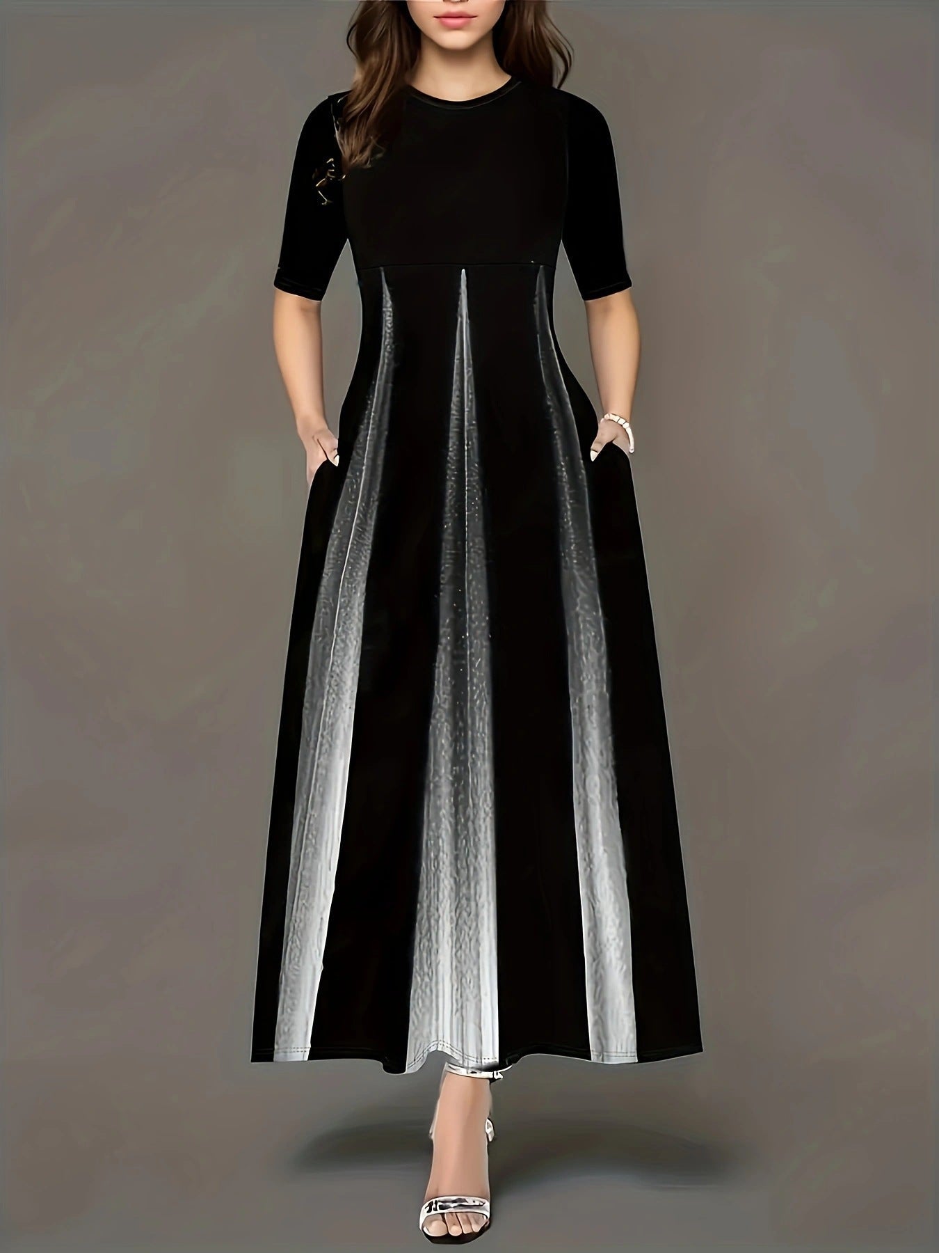 Robe longue pour femme avec dégradé de couleurs moderne et poches latérales pratiques Berg-Feldt