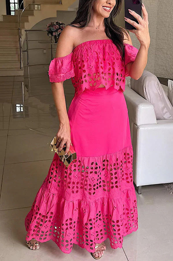 Women's Off-the-Shoulder Lace Detail Maxi Dress by berg-feldt