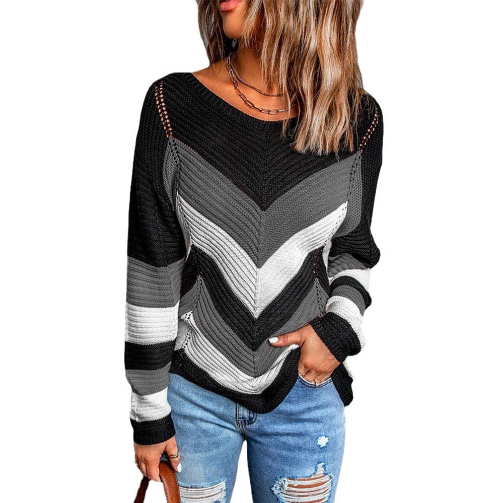 Pull en tricot décontracté à chevrons coupe aérée pour femme Berg-Feldt