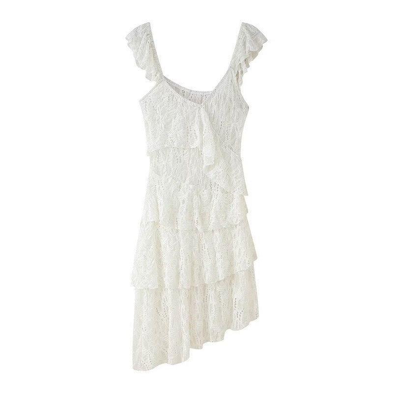 Women's Mini Dress with Ruffled Lace Overlay by berg-feldt