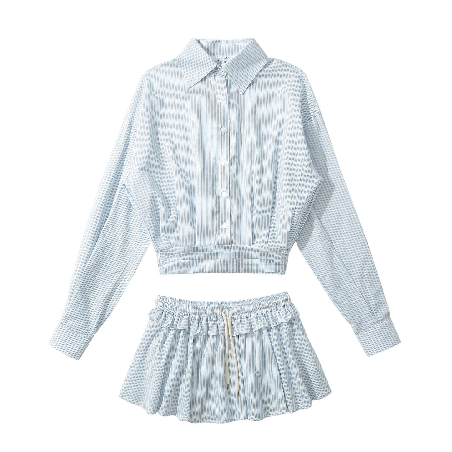 Women's Cropped Button-Up Blouse and Mini Skirt Set by berg-feldt