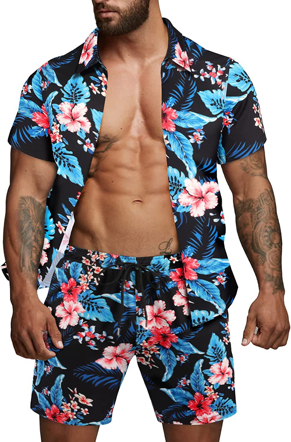 Berg-Feldt Herren Kurzarmhemd und Badeshorts Set