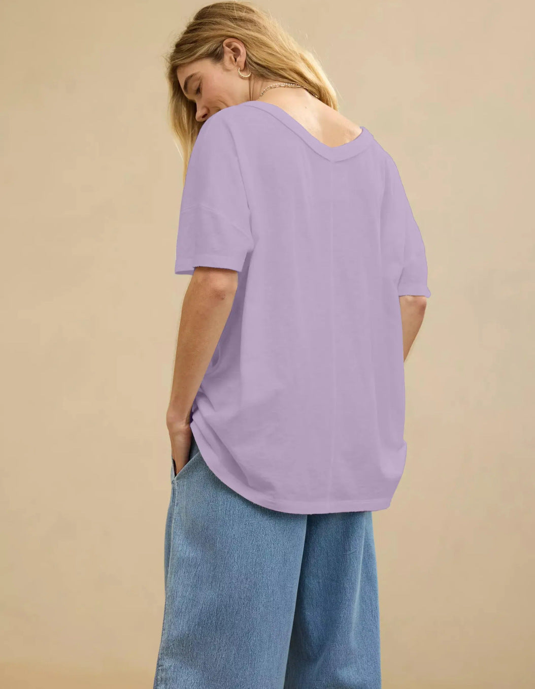 T-shirt femme oversize avec col en V plongeant, coupe décontractée, berg-feldt