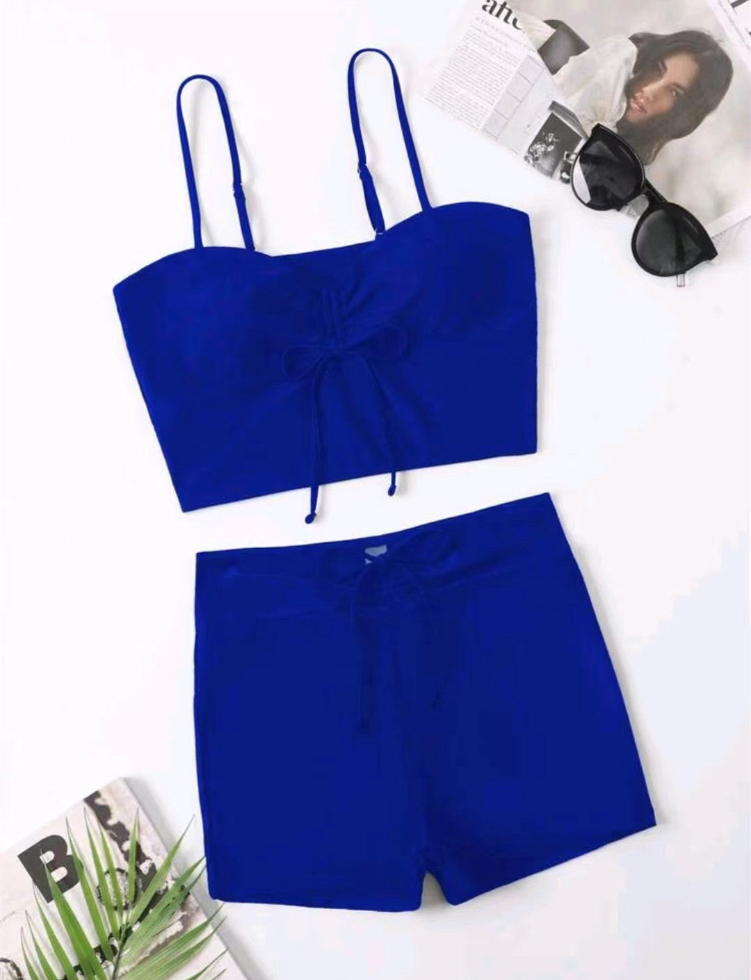 Women's Cropped Drawstring Top and Swim Shorts Set by berg-feldt