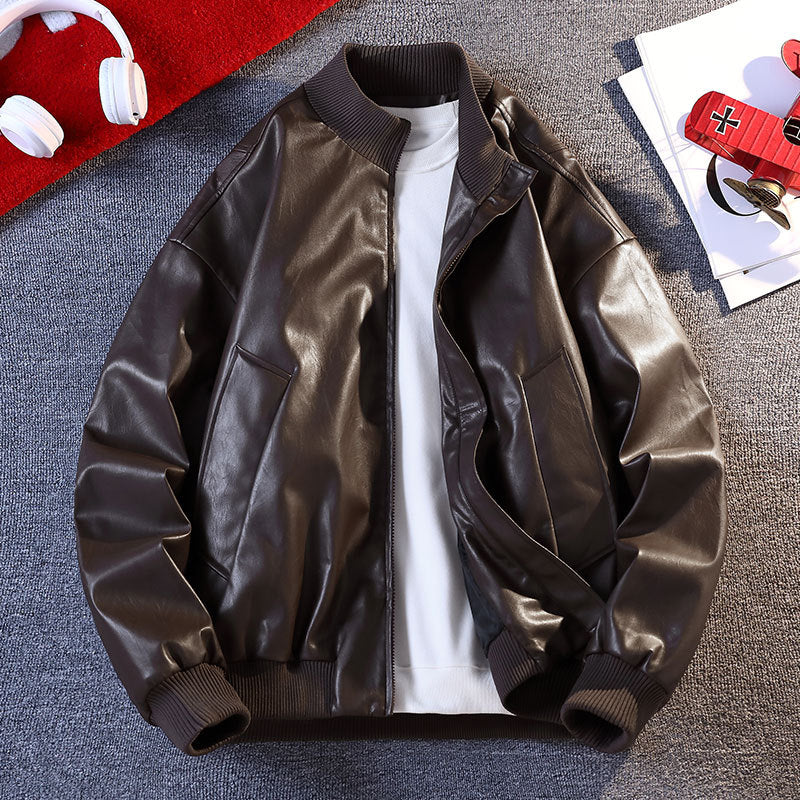 Bomber pour homme en similicuir avec poignets côtelés élastiqués et poches pratiques Berg-Feldt