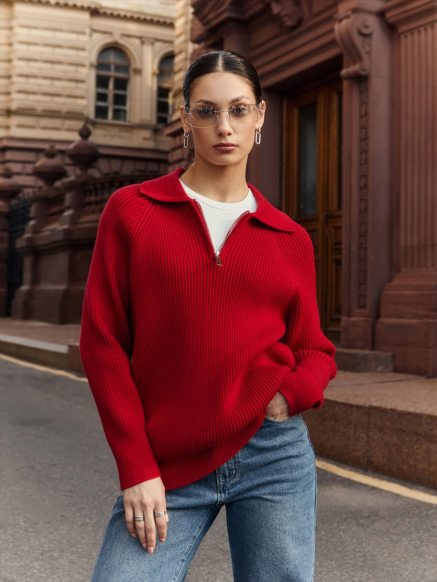 Women's Cozy Ribbed Half-Zip Sweater berg-feldt