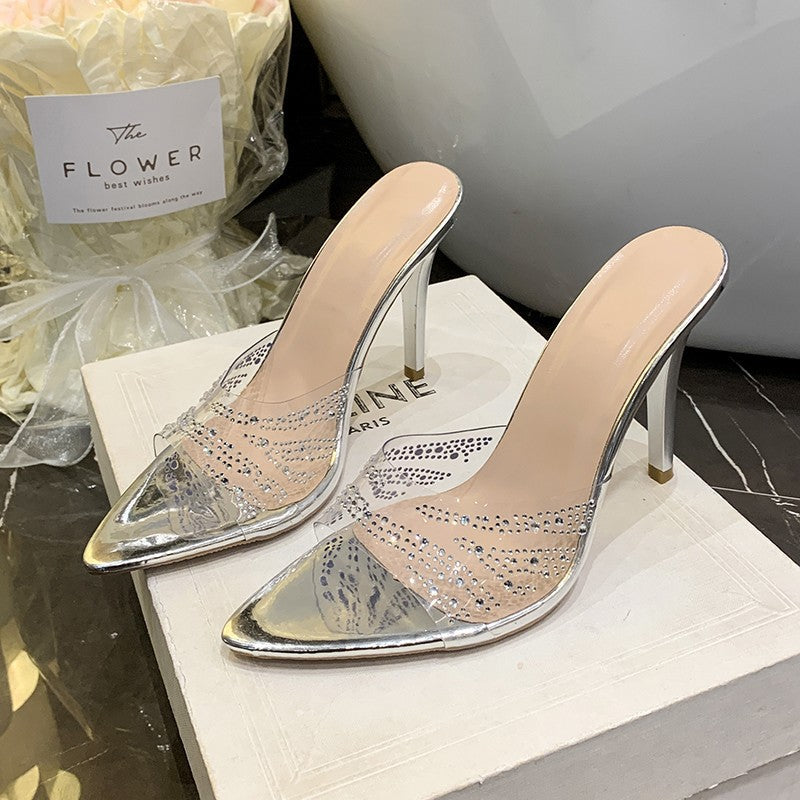 Berg-Feldt Escarpins élégants pour femmes avec bout ouvert et strass