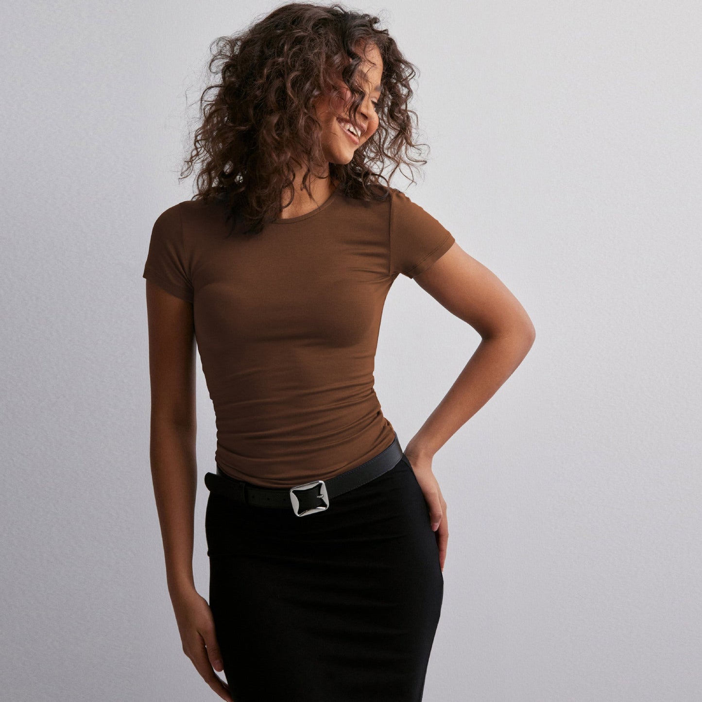 T-shirt ajusté femme en mélange de coton de haute qualité avec stretch élastique Berg-Feldt