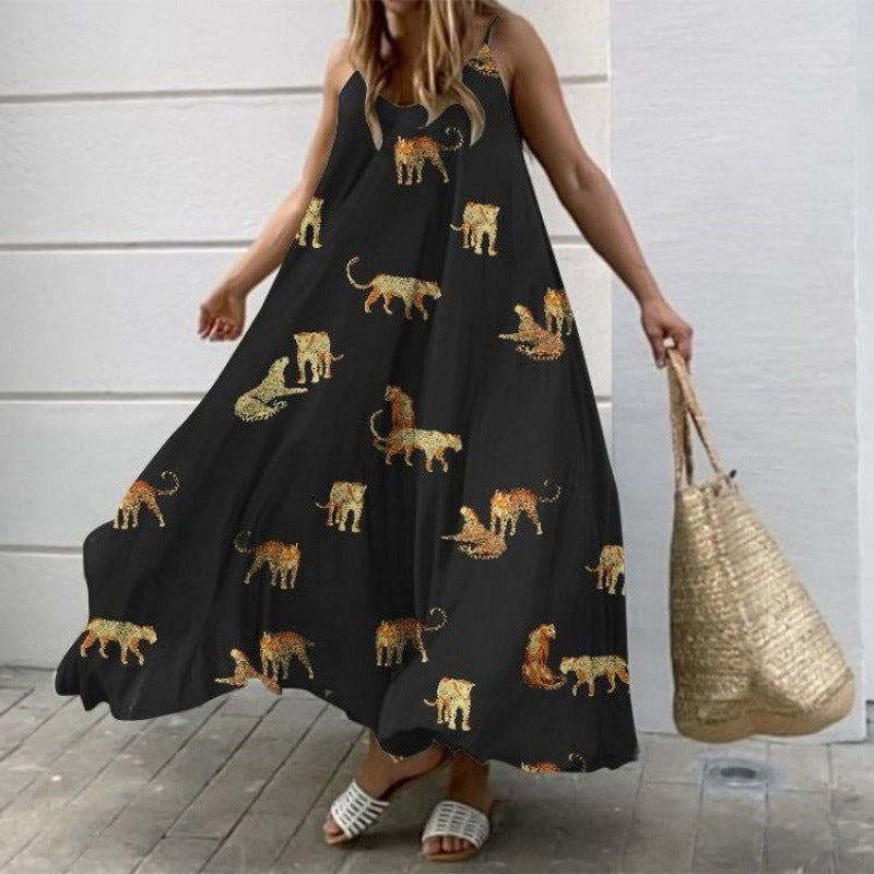 Robe longue sans manches à imprimé animal pour femme, par berg-feldt
