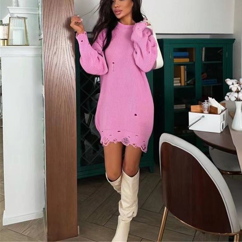 Robe tricotée grosse jauge pour femme, coupe décontractée et détails tendance Berg-Feldt