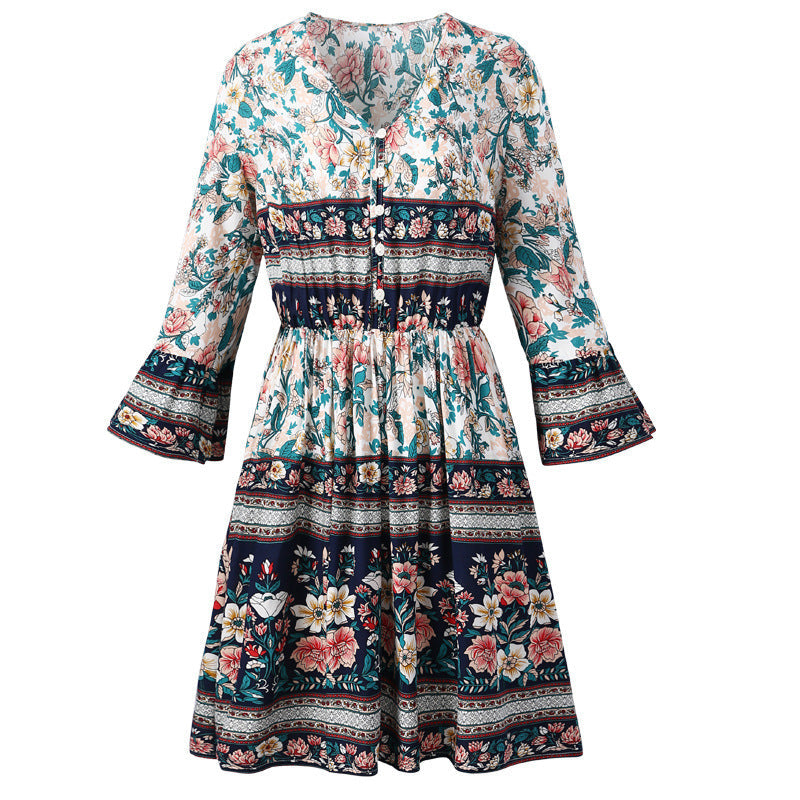 Kleid für Damen mit Puffärmeln und Knopfleiste von berg-feldt