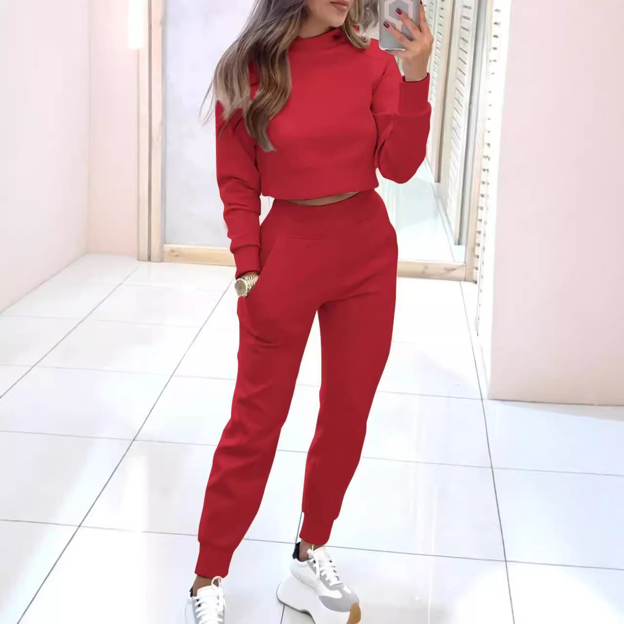 Women's Cozy Cropped Sweatshirt and Jogger Set by berg-feldt