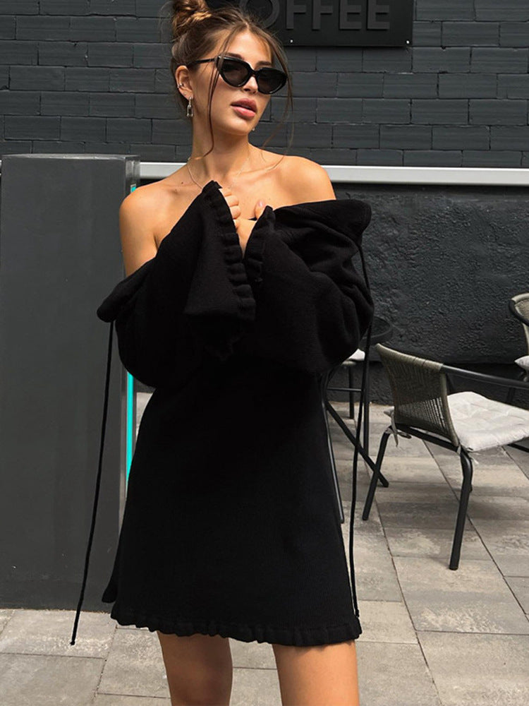 Robe en maille Berg-Feldt pour femme avec décolleté plongeant dans le dos et manches larges