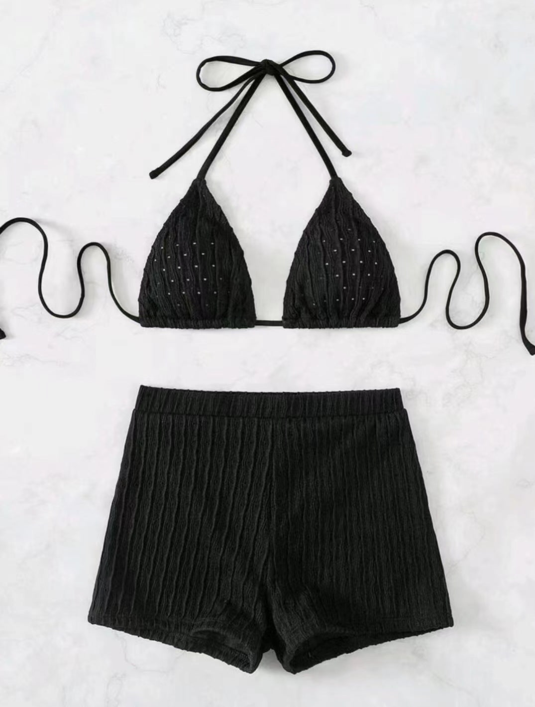 Ensemble bikini femme Berg-feldt avec short taille haute et structure côtelée